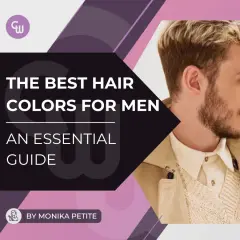 Mann mit blond gefärbten Haaren und Bart, im Profil, mit Text "The Best Hair Colors for Men".