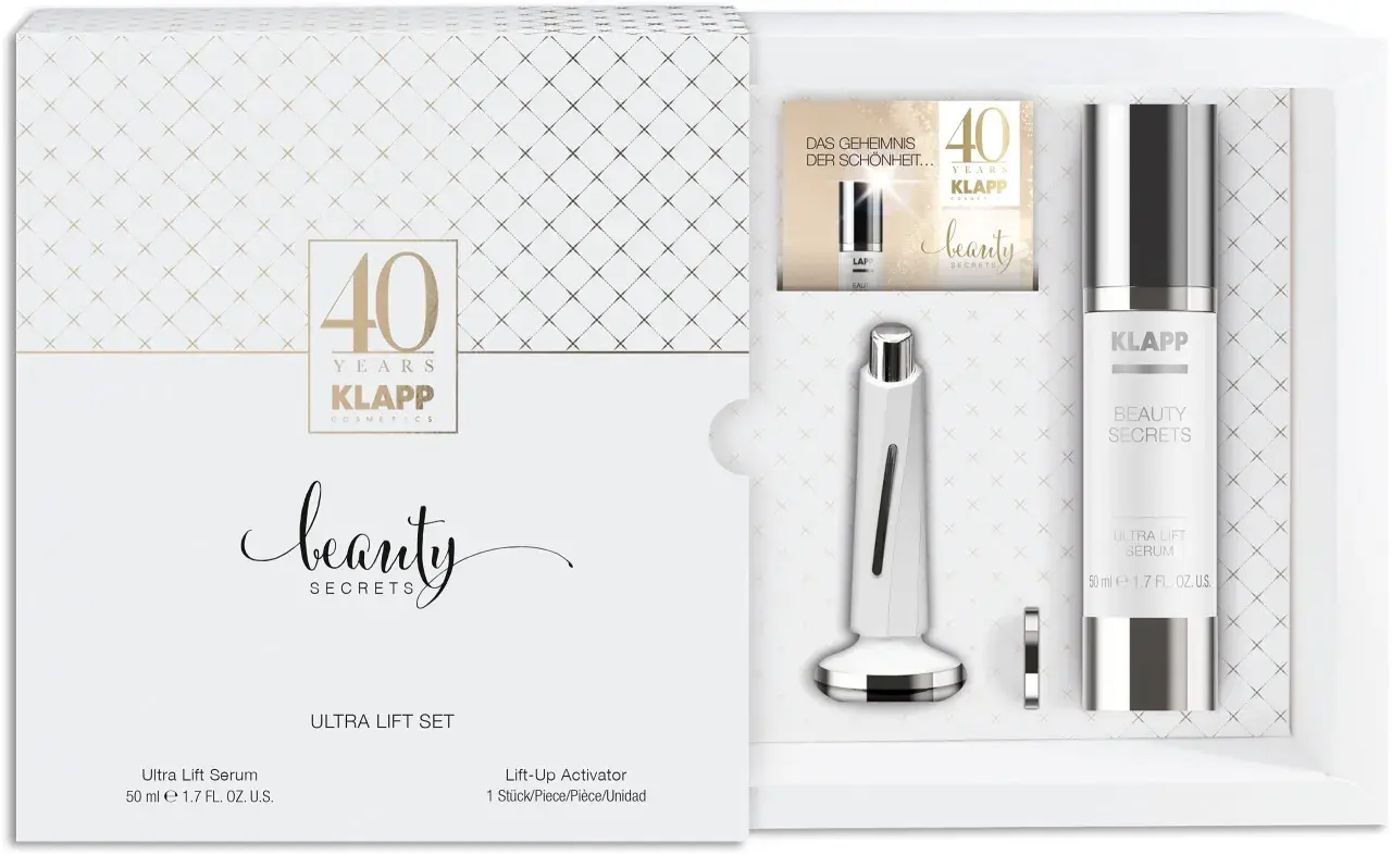 KLAPP Kosmetik: Ultra Lift Set mit Serum und Lift-Up Activator. 40 Jahre Jubiläum.