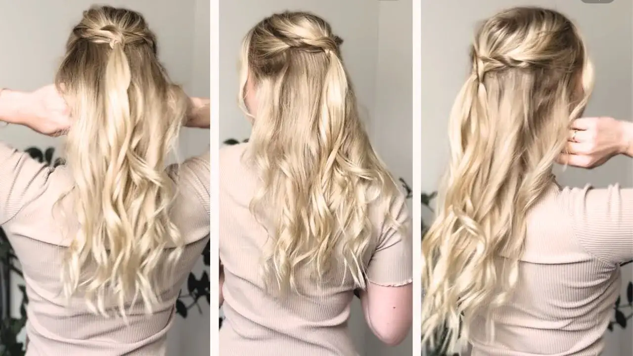 einfache half-up frisuren langes haar